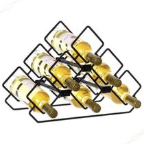 Adega Organizadora Decorativa Metálica de Bancada Triangular até 6 Garrafas