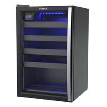 Adega Piubella Venax 100 127V Para 24 Garrafas Preto Porta Invertida Iluminação LED Azul 19925 Adega Piubella Venax 100 127V Para 24 Garrafas Preto Porta Invertida Iluminação LED Azul 19925