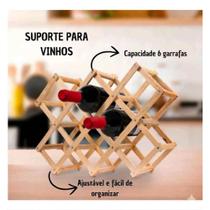 Adega portátil de bambu para 6 garrafas suporte dobrável porta vinho organizador decorativo Adega portátil de bambu para 6 garrafas suporte dobrável porta vinho organizador decorativo