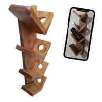 Adega Suspensa 4 Garrafas Decorativo em Madeira cor Imbuia