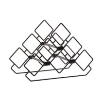 Adega Triangular em Aço Cromado até 6 Garrafa Preta Metaltru