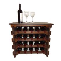 Adega Vinho Madeira 20 Garrafas Tipo Mesinha Cor Imbuia C05 Cevey Adegas e Artesanatos