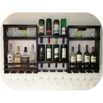 Adega Vinho Porta Taça Madeira Rústica Barzinho Parede 120x60