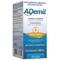 Ademil Vitaminas A e D 20mL Suplemento EM Gotas - Sabor Laranja - Arte Nativa