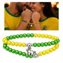 Adereço Copa Do Mundo: Pulseiras Magnéticas Brasil Para Casal Ajustável (1 Par) Adereço Copa Do Mundo: Pulseiras Magnéticas Brasil Para Casal Ajustável (1 Par)
