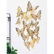 Adesivo 3D Borboletas Dourado Kit 12 Compatível Parede