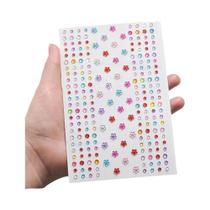 Adesivo 3D De Flor Estrela Colorida Com Strass, Tatuagem Falsa Autoadesiva Para Maquiagem De Festa