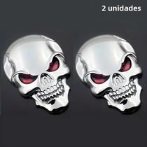 Adesivo 3D De Metal Para Carro Com Caveira Pirata Esqueleto - 2 Peças Emblema Automotivo De Cabeça Adesivo 3D De Metal Para Carro Com Caveira Pirata Esqueleto - 2 Peças Emblema Automotivo De Cabeça