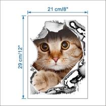 Adesivo 3d Gato Olhar Emgraçado 29cm X 21cm Carro Banheir