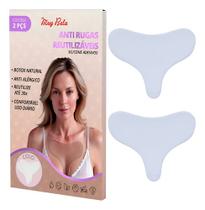 Adesivo Anti Rugas Colo e Decote Silicone Reutilizável Muy Bela Patch Efeito Lifting Natural Botox Natural Sem Agulhas 2 Unidades