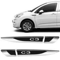 Adesivo Aplique Lateral Citroën C3 Emblema Resinado - Par