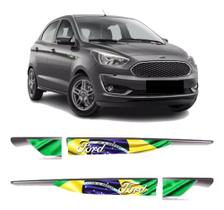 Adesivo Aplique Lateral Ford Brasil Emblema Resinado - Par