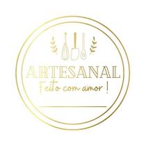 Adesivo "Artesanal Feito com Amor" - Ref.2000 - Hot Stamping - Dourado - 50 unidades - Stickr - Rizzo