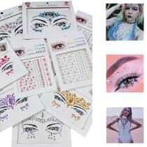 Adesivo Autocolante para Rosto e Olhos: Strass Colorido Stickers Face Jewels Carnaval e Festas - 2 Cartelas Sortidas