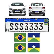 Adesivo Bandeira Brasil e Rondônia Placa Nova Carro Resinado