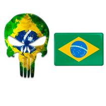 Adesivo Bandeira Do Brasil Resinada + Justiceiro Punisher - Ryco Import