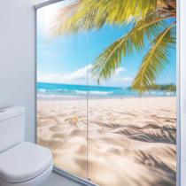 Adesivo Box Banheiro 3d Praia Areia Branca 2folhas 75x200cm - 6Formas Adesivos