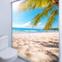 Adesivo Box Banheiro 3d Praia Branca 2folhas De 70x200cm - 6Formas Adesivos