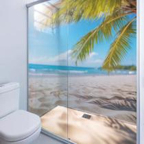 Adesivo Box Banheiro Praia Branca Transp 3d 2folhas 60x200cm - 6Formas Adesivos