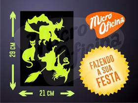 Adesivo Brilha No Escuro - 2 Bruxas 1 Gato Halloween Novo