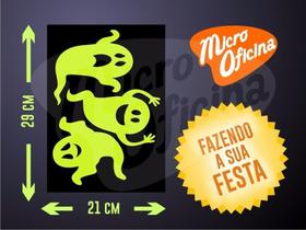 Adesivo Brilha No Escuro - 3 Fantasmas Halloween Novo Adesivo Brilha No Escuro - 3 Fantasmas Halloween Novo