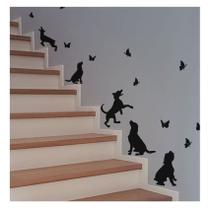 Adesivo cachorro borboleta escada degraus cor:preto Adesivo cachorro borboleta escada degraus cor:preto
