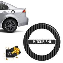 Adesivo Carbono Lancer Tampa Do Combustível Logo Mitsubishi