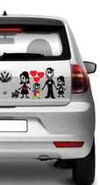 Adesivo Carro Familia Feliz Casal + Filha + Filho Autista +