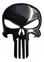 Adesivo Caveira-Skull Justiceiro Moto Preta Com Fundo Branco