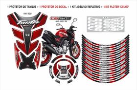 Adesivo Cb 250 Branco-kit Tankpad, Bocal, Friso E Ploter Red Adesivo Cb 250 Branco-kit Tankpad, Bocal, Friso E Ploter Red