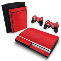 Adesivo Compatível PS3 Fat Skin - Fibra De Carbono Vermelho