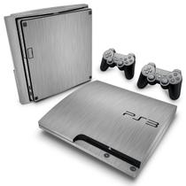 Adesivo Compatível PS3 Slim Skin - Aço Escovado Cinza