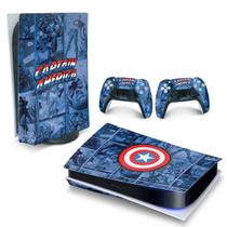 Adesivo Compatível PS5 Playstation 5 Skin Horizontal - Capitão América Comics