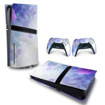 Adesivo Compatível PS5 Pro Skin Horizontal Folhas Lilás