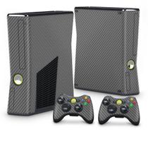 Adesivo Compatível Xbox 360 Slim Skin - Fibra De Carbono Cinza Grafite