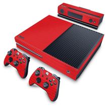 Adesivo Compatível Xbox One Fat Skin - Fibra De Carbono Vermelho