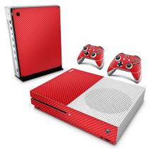 Adesivo Compatível Xbox One S Slim Skin - Fibra De Carbono Vermelho