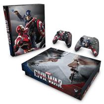 Adesivo Compatível Xbox One X Skin - Capitão America - Guerra Civil