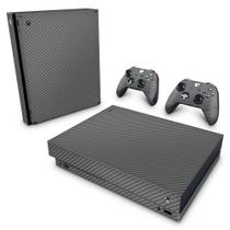 Adesivo Compatível Xbox One X Skin - Fibra De Carbono Cinza Grafite