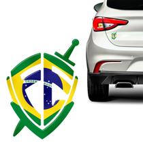 Adesivo Cristão Escudo Fé Brasil Emblema Resinado Cromado