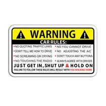 Adesivo de 10 unidades/lote Warning Car Rules Funny Decalque de vinil