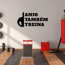 Adesivo de Academia Frase Anjo Também Treina Parede Vidro Espelho