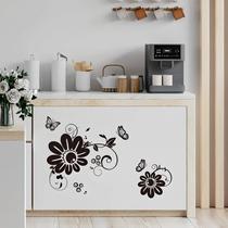 Adesivo de Armario Floral e Borboleta