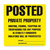 Adesivo de aviso: Private Property Hunting, 20 unidades