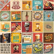 Adesivo de Azulejo Cozinha Vintage Beer 15x15cm 18un Adesivo de Azulejo Cozinha Vintage Beer 15x15cm 18un