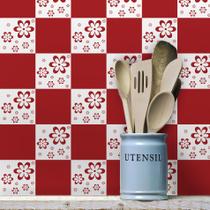 Adesivo de Azulejo Floral Vermelho 10x10 - Para Cozinha Adesivo de Azulejo Floral Vermelho 10x10 - Para Cozinha