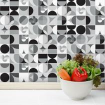 Adesivo de Azulejo Geométrica Preto e Branco 20x20 cm com 12un