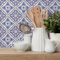 Adesivo de Azulejo Hidráulico Azul Clássico 20x20cm 12un Adesivo de Azulejo Hidráulico Azul Clássico 20x20cm 12un