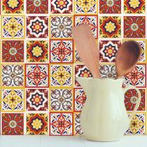 Adesivo de Azulejo Hidráulico Rubro 15x15 cm com 36un