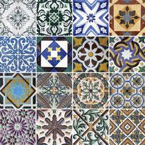 Adesivo de Azulejo - Ladrilho Hidráulico - 10cm x 10cm - 16un - 323Azpe Adesivo de Azulejo - Ladrilho Hidráulico - 10cm x 10cm - 16un - 323Azpe